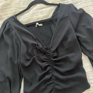 Elegant Black Ruched Women's Top